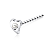 Pearly Heart Silver Straight Nose Stud NSKA-200p